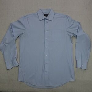 M&S Collection Shirt Mens 16.5 Regular Blue Long Sleeve Button Up Pocket Dress